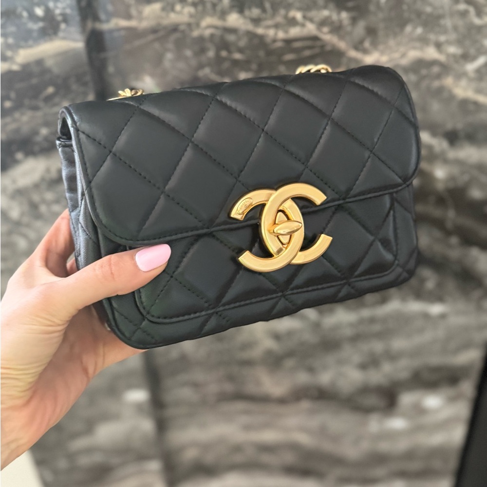 CHANEL Black Quilted Crossbody with Gold Chain (brand new) - Picture 10 of 10